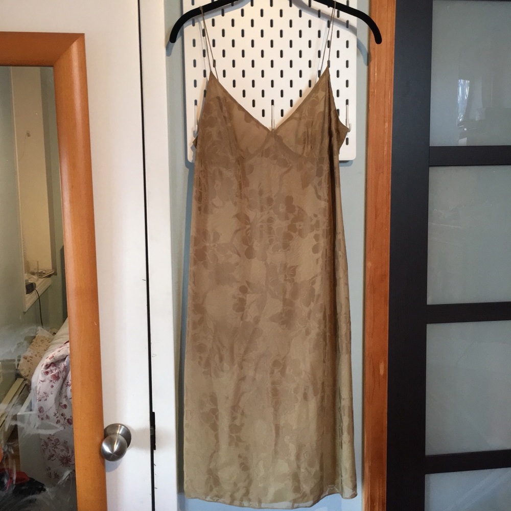Vintage JCrew gold silk slip dress